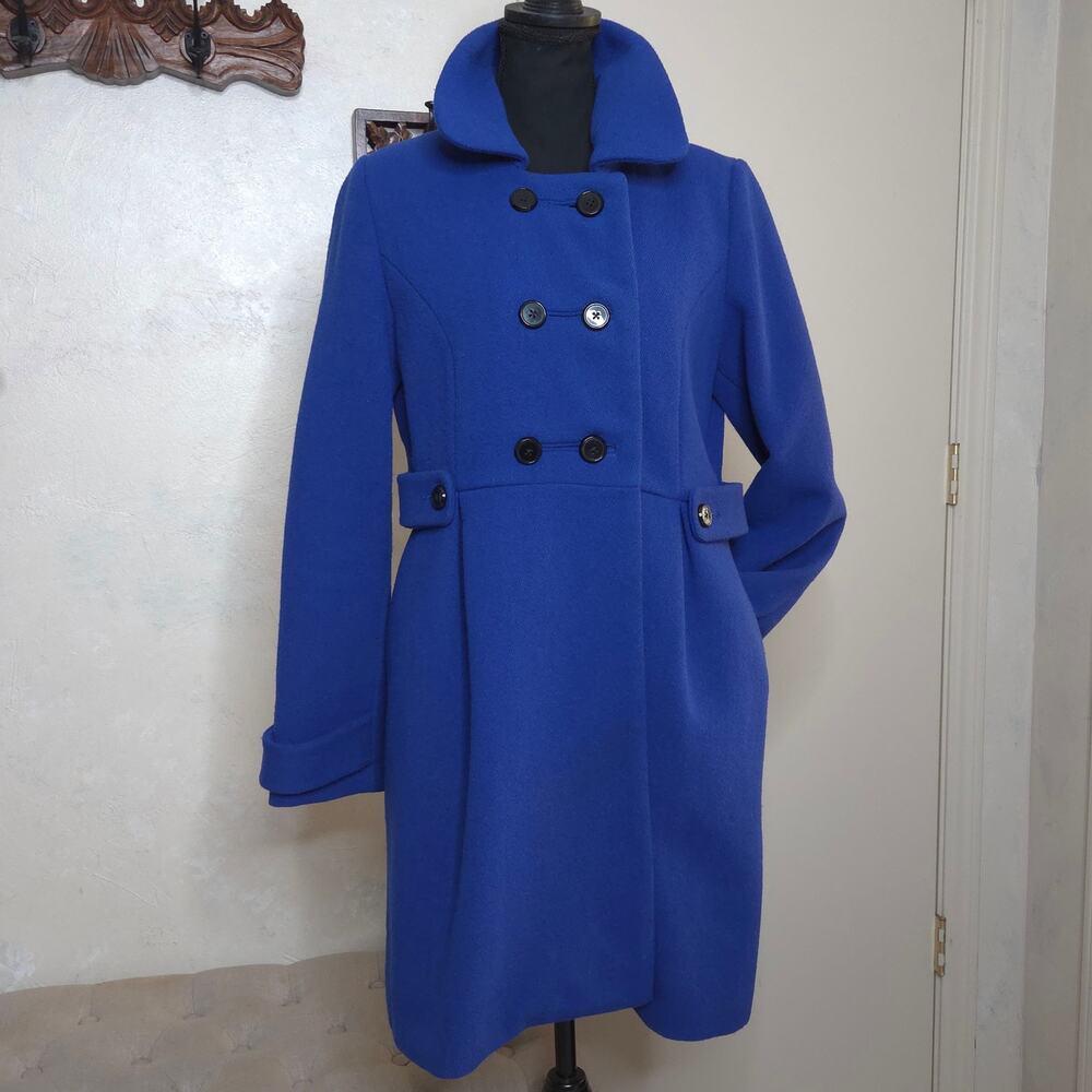 Old Navy Womens Royal Blue Wool Blend Double Breasted Mid-Length Pea Coat✨️M